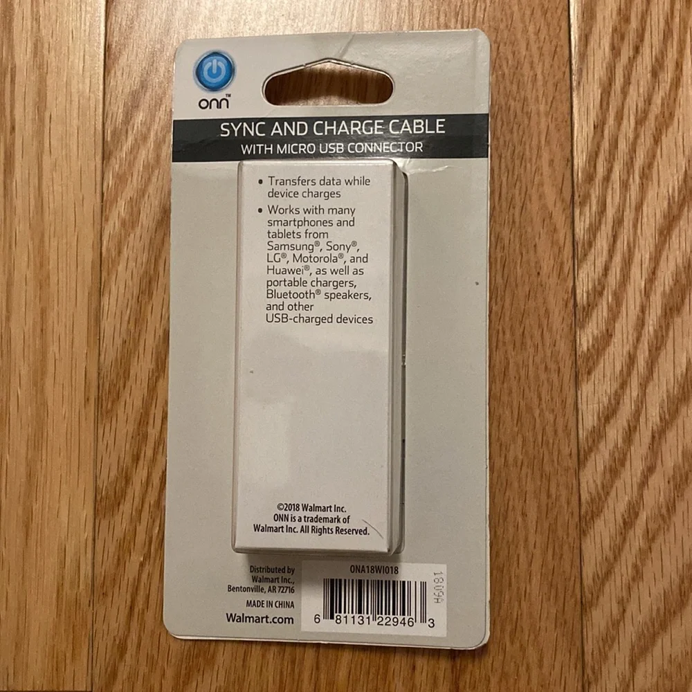 Onn 3 ft Sync & Charge Cable with Micro USB Connector